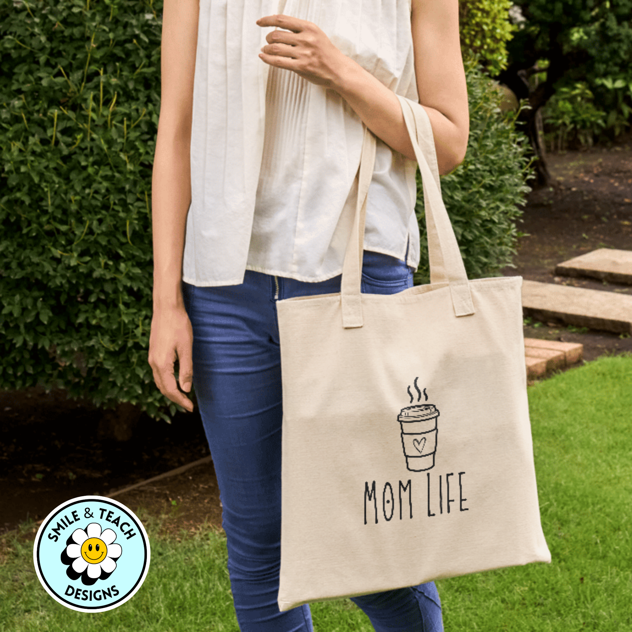 Mom Life Tote Bag – Minimalist Coffee Mom Canvas Bag – Everyday Mom Gift