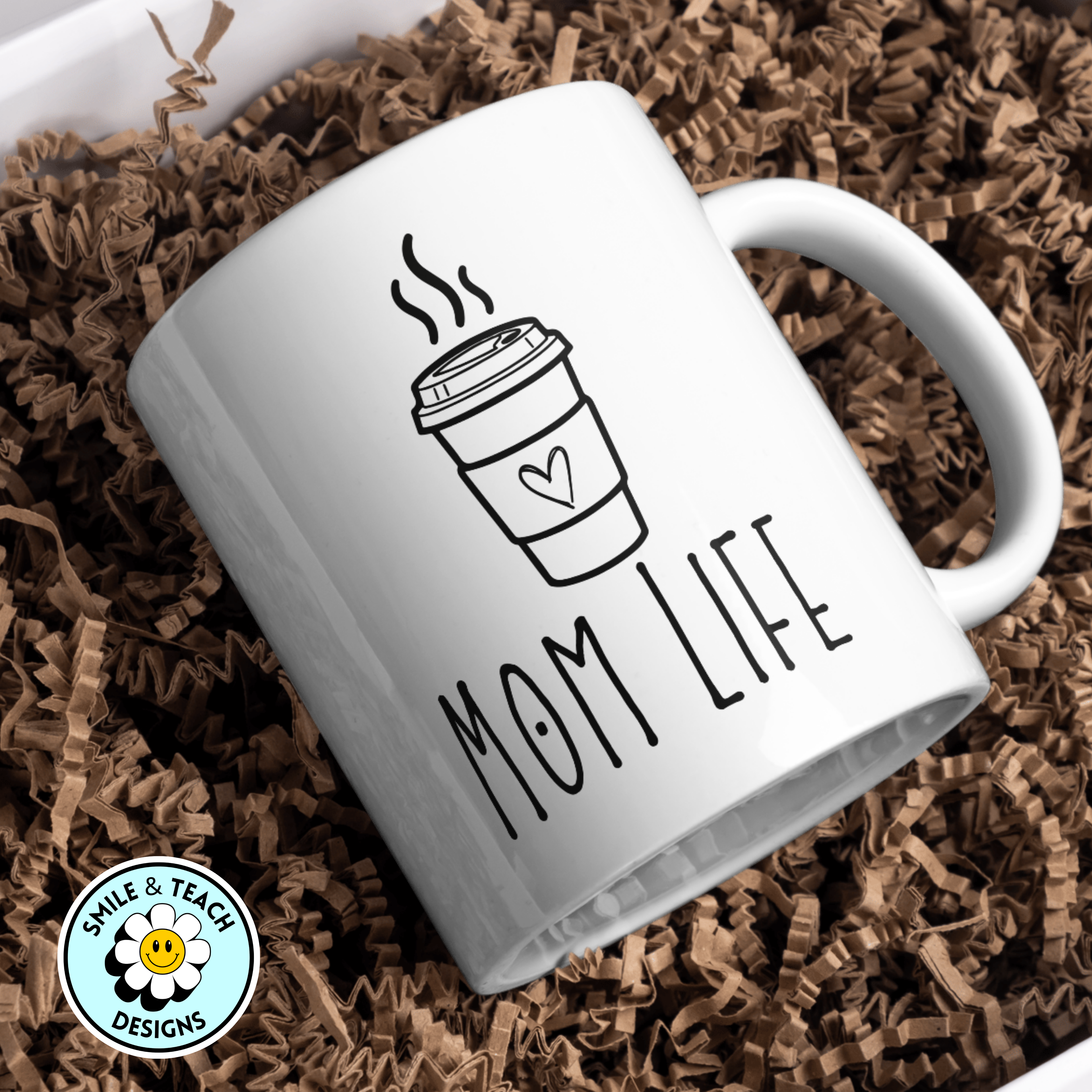 Mom Life 11oz Mug – Minimalist Coffee Cup – Gift for Busy Moms