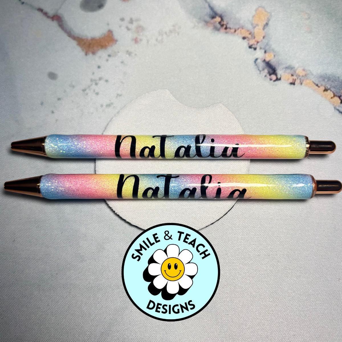 Personalized Rainbow Glitter Pen – Custom Name Teacher Gift