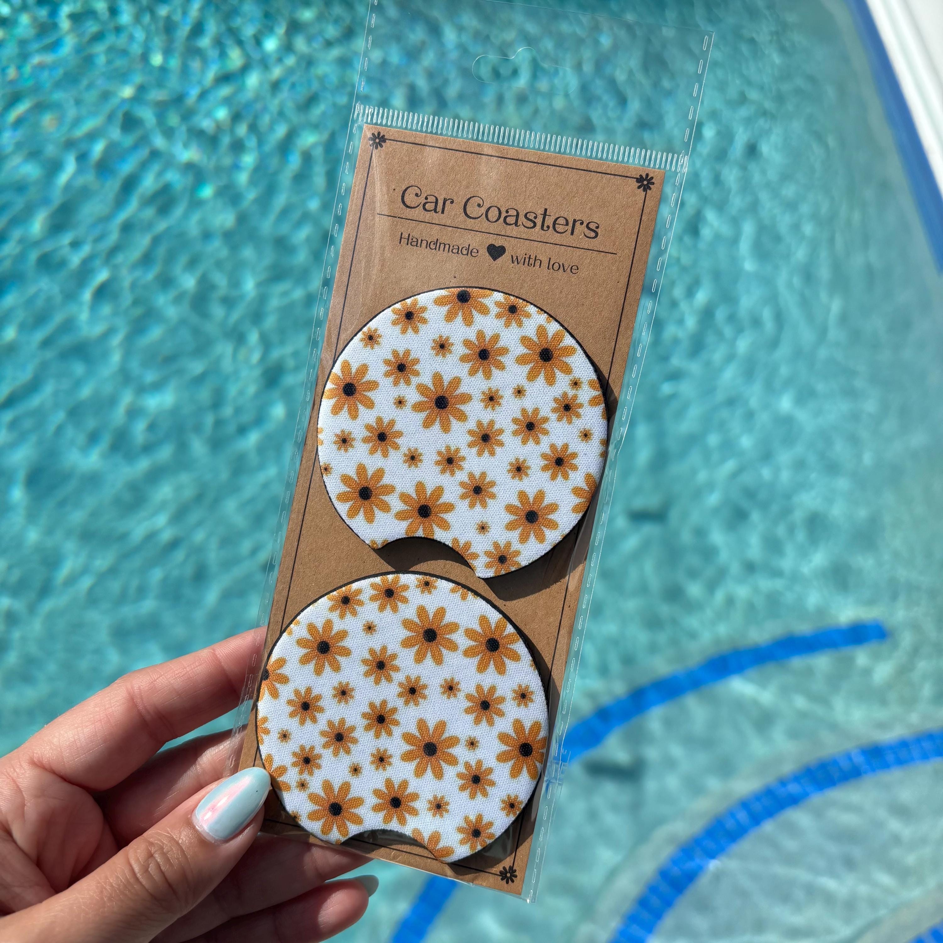 Sunny Daisy Car Coasters – Custom Car Accessory