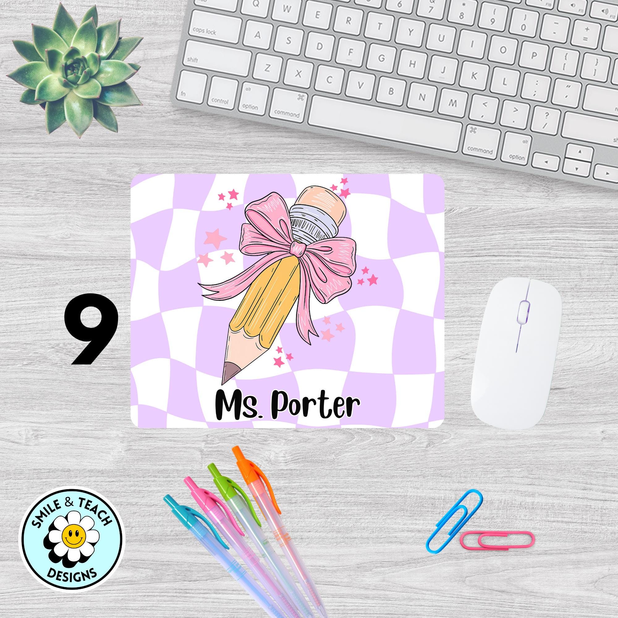 Personalized Teacher Mouse Pads – Custom Name & Cute Design