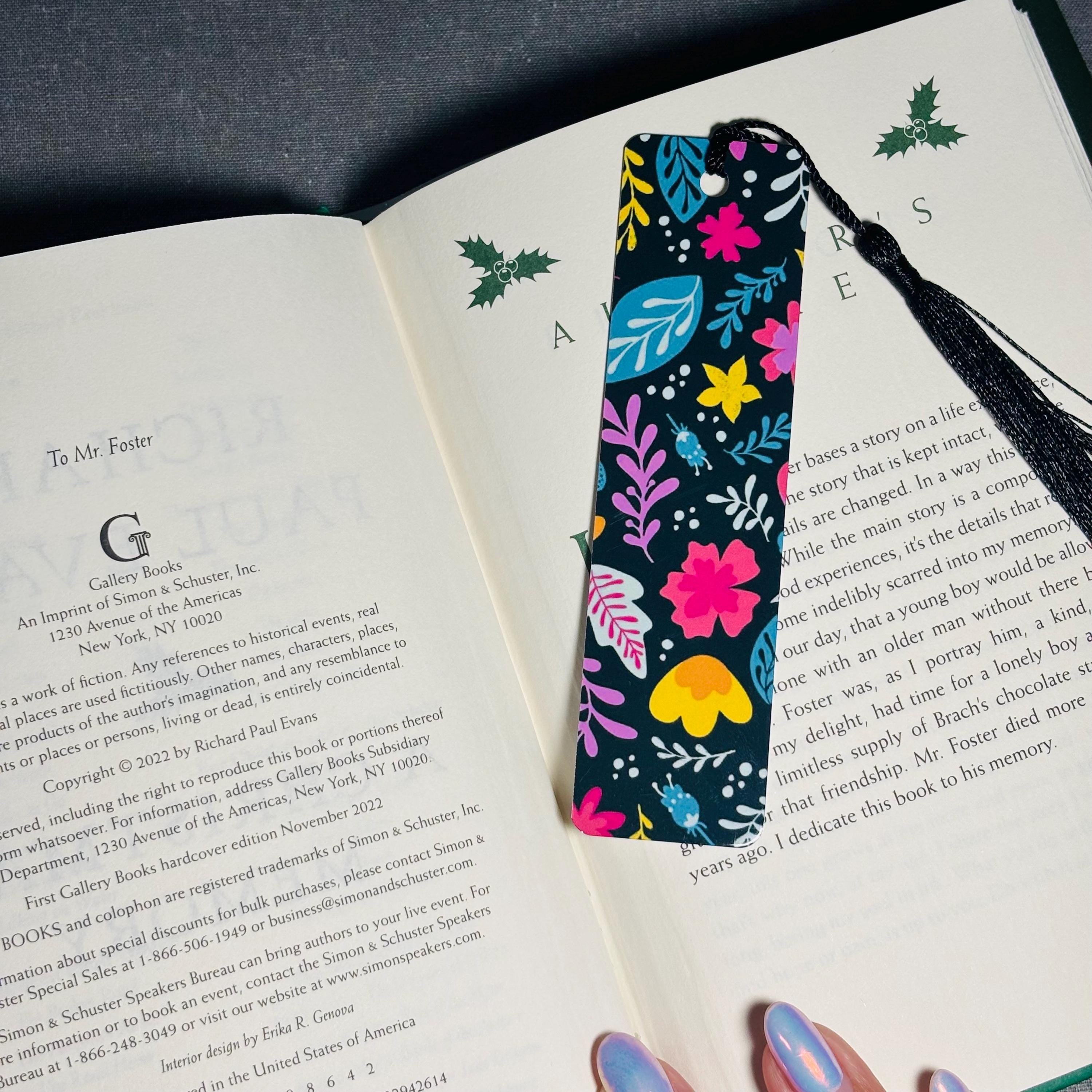 Floral Pattern Bookmark with Tassel – Colorful & Durable Aluminum Page Holder