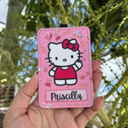 Personalized Pink Hello Kitty Character ID Badge Holder – Custom Name Teacher & Student Gift
