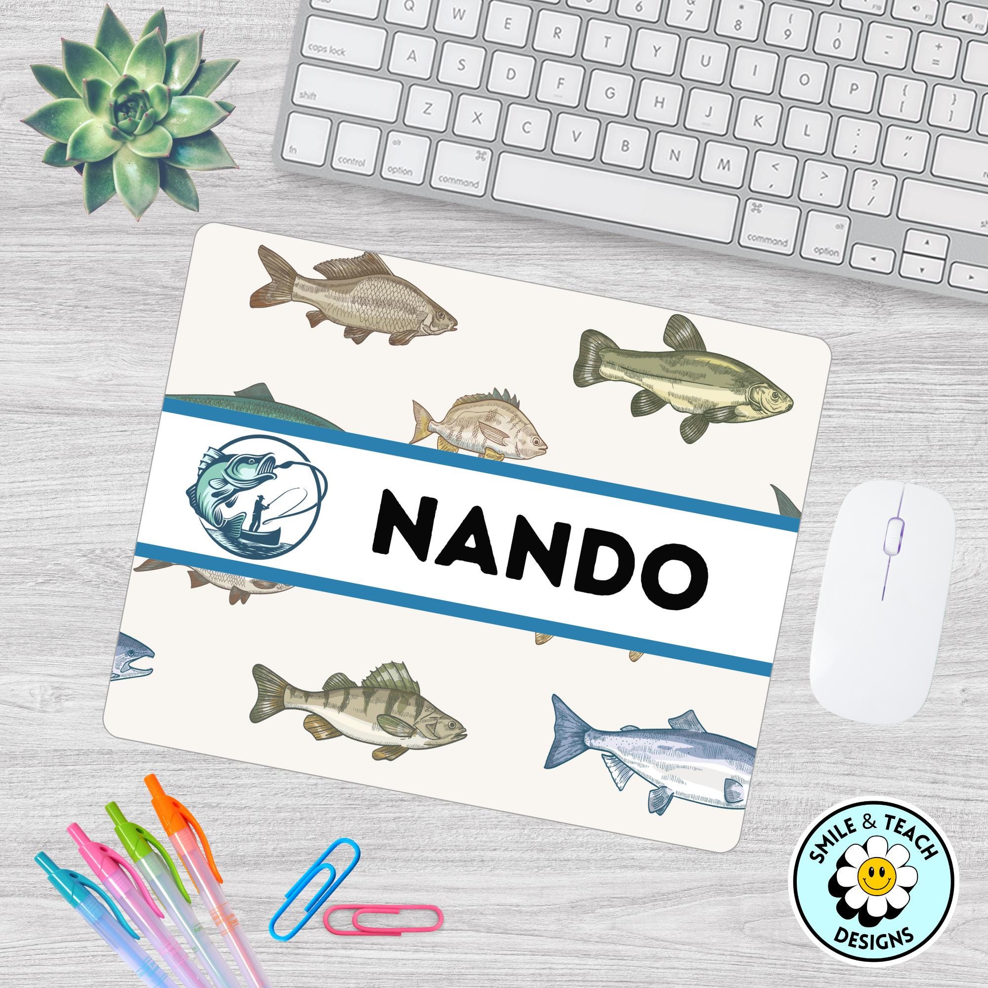 Personalized Fishing Mouse Pad – Custom Name Gift for Teachers or Fishermen