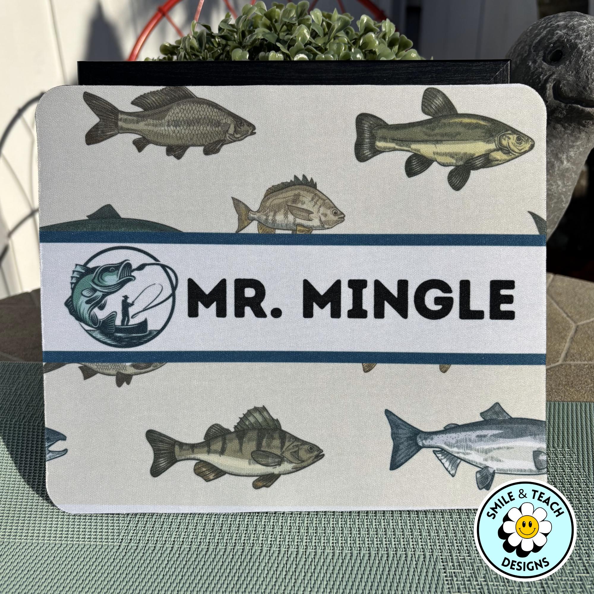 Personalized Fishing Mouse Pad – Custom Name Gift for Teachers or Fishermen