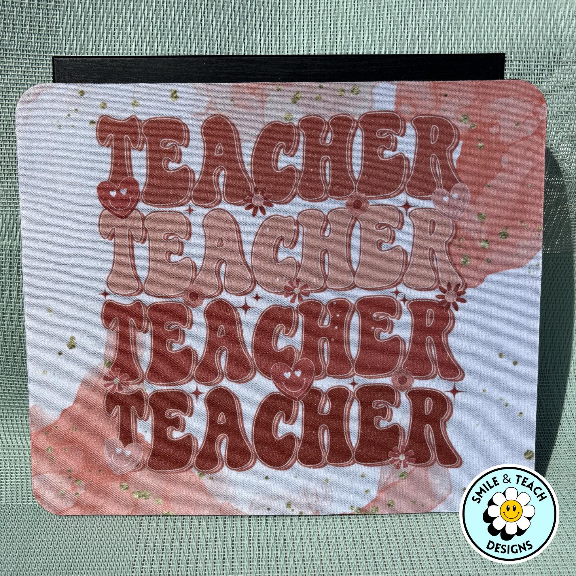 Retro Pink Teacher Mouse Pad – Cute Desk Gift for Educators