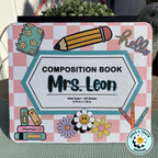 Cute Pink Composition Book Design- Personalized Teacher Mouse Pad