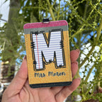 Personalized Teacher ID Badge Holder – Pencil & Notebook Design