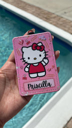 Personalized Pink Hello Kitty Character ID Badge Holder – Custom Name Teacher & Student Gift