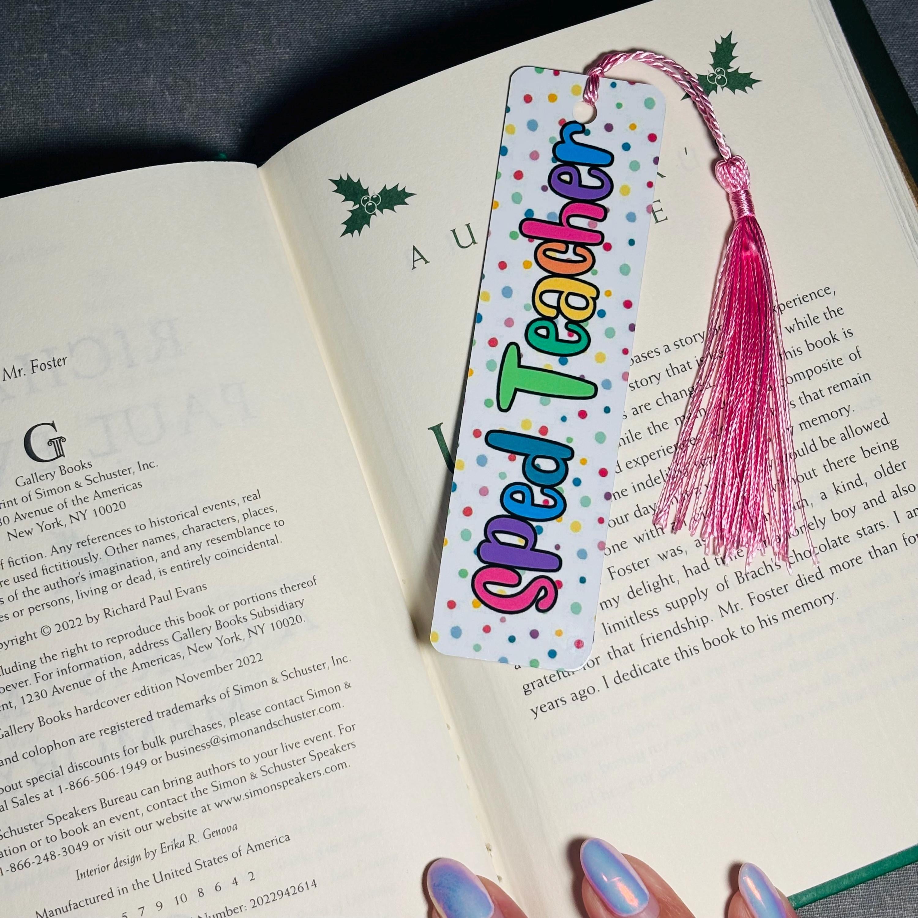 Personalized Teacher Bookmark with Tassel – Custom Name Durable Aluminum Page Holder