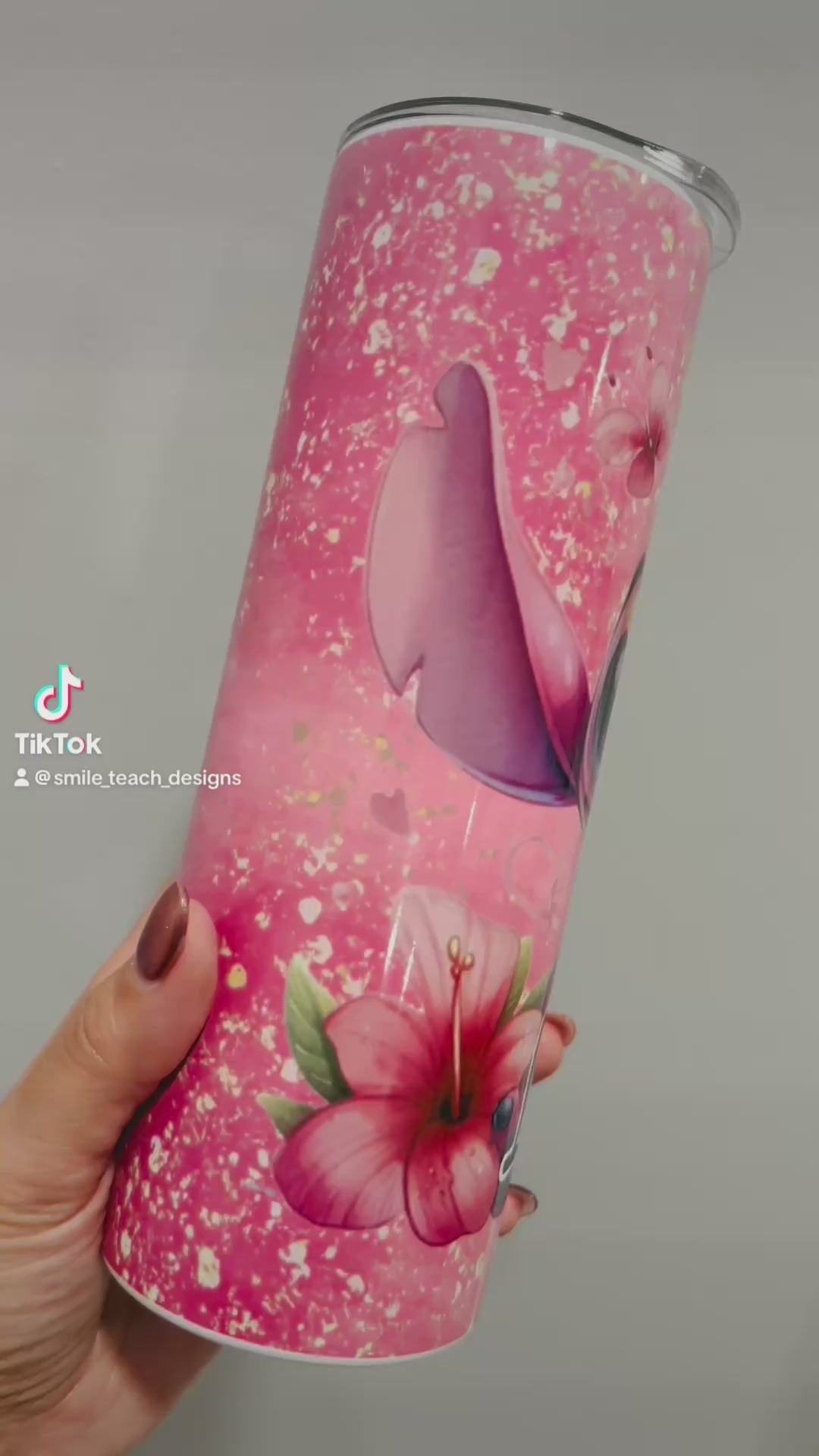 Personalized Pink Alien 20 oz Skinny Insulated Tumbler