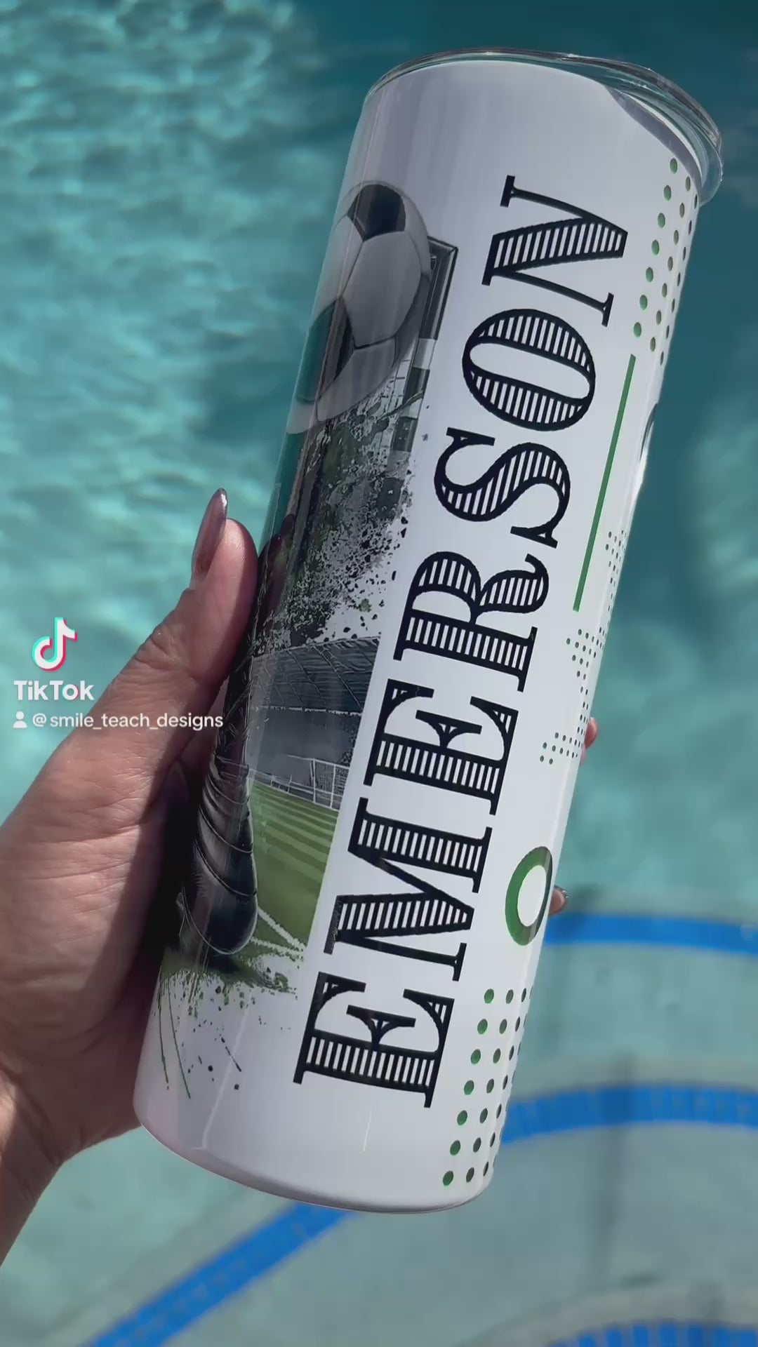 ⚽ Personalized Soccer Tumbler – 20 oz Skinny